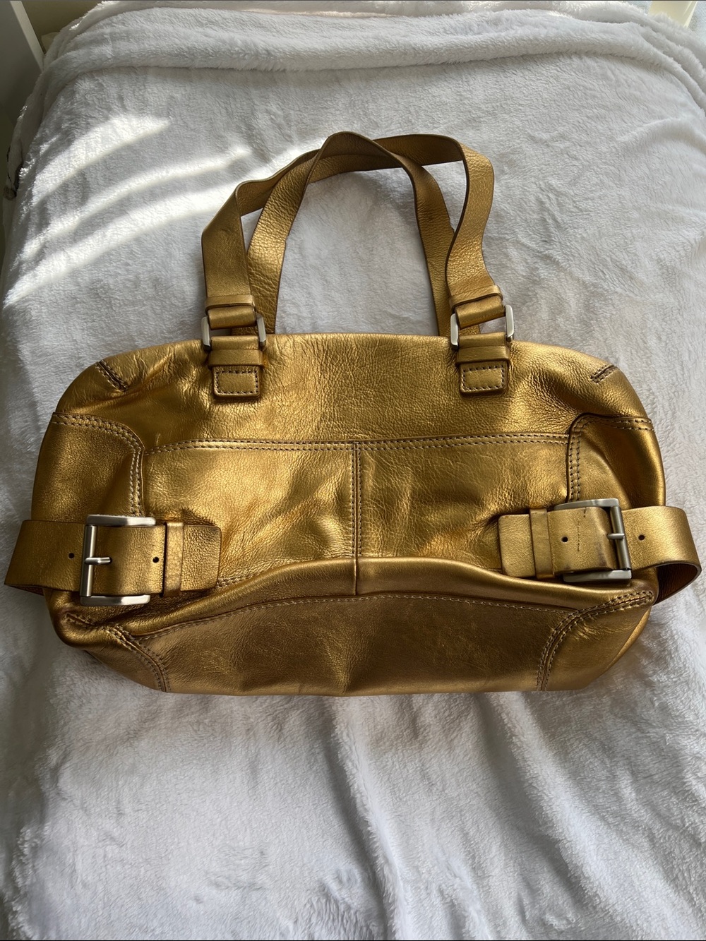 Michael Kors Metallic Gold Leather Shoulder Bag circa early 2000’s
